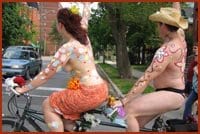 Naked cyclists fight car dependency