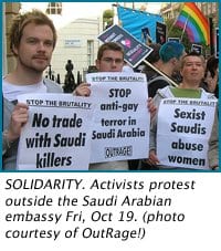UK students protest torture of queers in Saudi Arabia