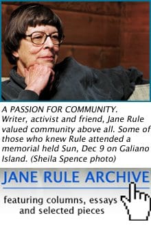 Memorial held for Jane Rule on Galiano Island
