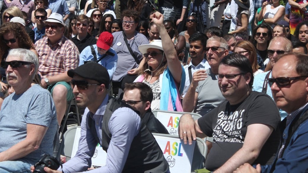 For the first time, Pride Toronto raises trans and Pride flags at city hall