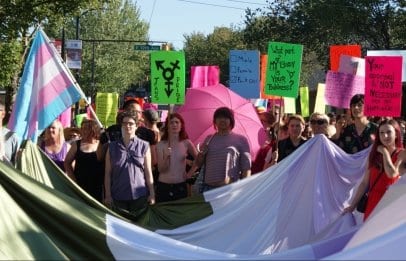 Trans march fills blocks of Commercial Drive with Pride