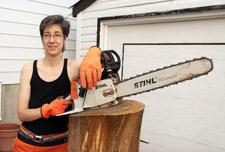 Lesbian master of form & function tackles fallen wood