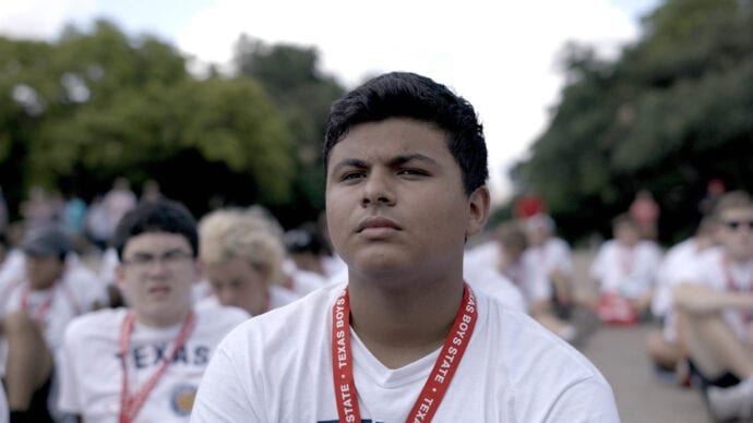 A photo of Steven Garza, one of the boys in the doc Boys State screening at Sundance.