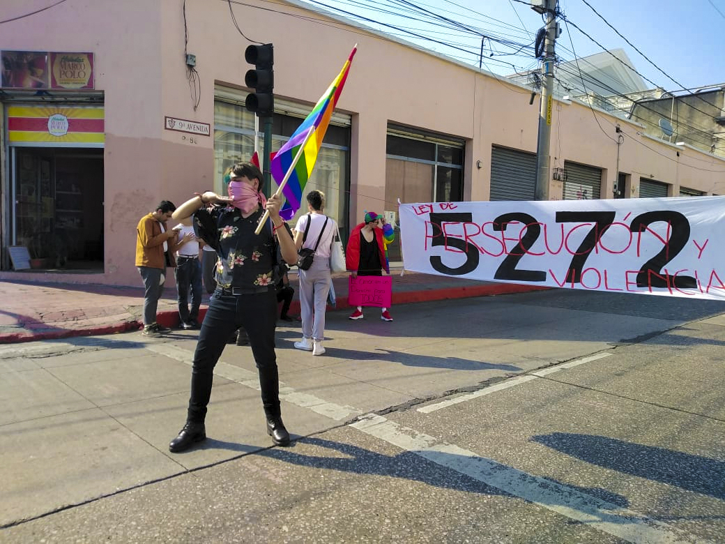 Protesters against anti-LGBTQ law 5272 in Guatemala City.