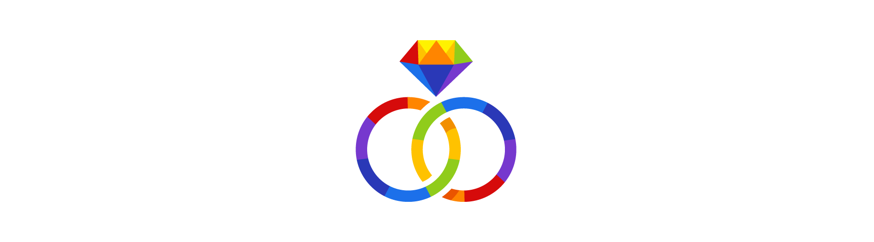 Rainbow rings section break representing LGBTQ marriage
