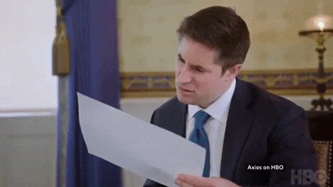 Jonathan Swan reacts to a printed graph from Donald Trump in an interview for HBO's Axios.