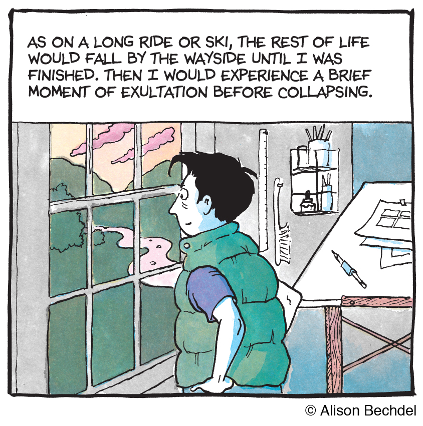 Panels from Alison Bechdel book The Secret to Superhuman Strength
