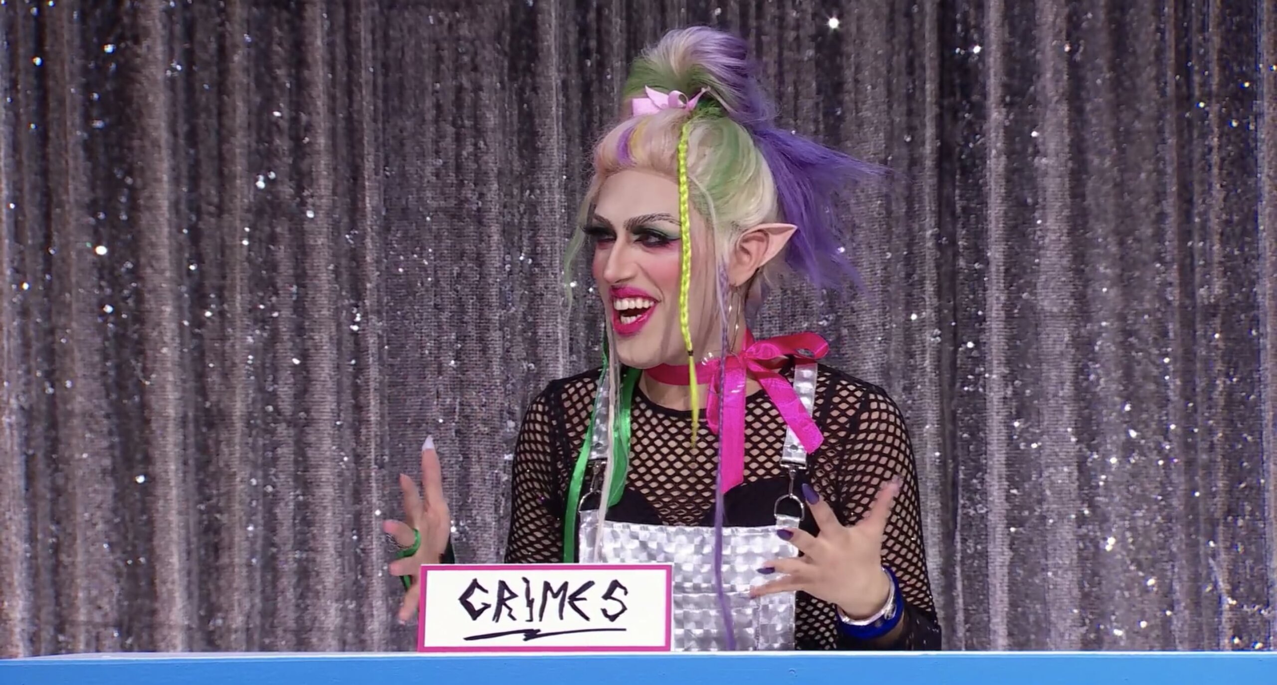 Pythia as Grimes in Canada's Drag Race Snatch Game.
