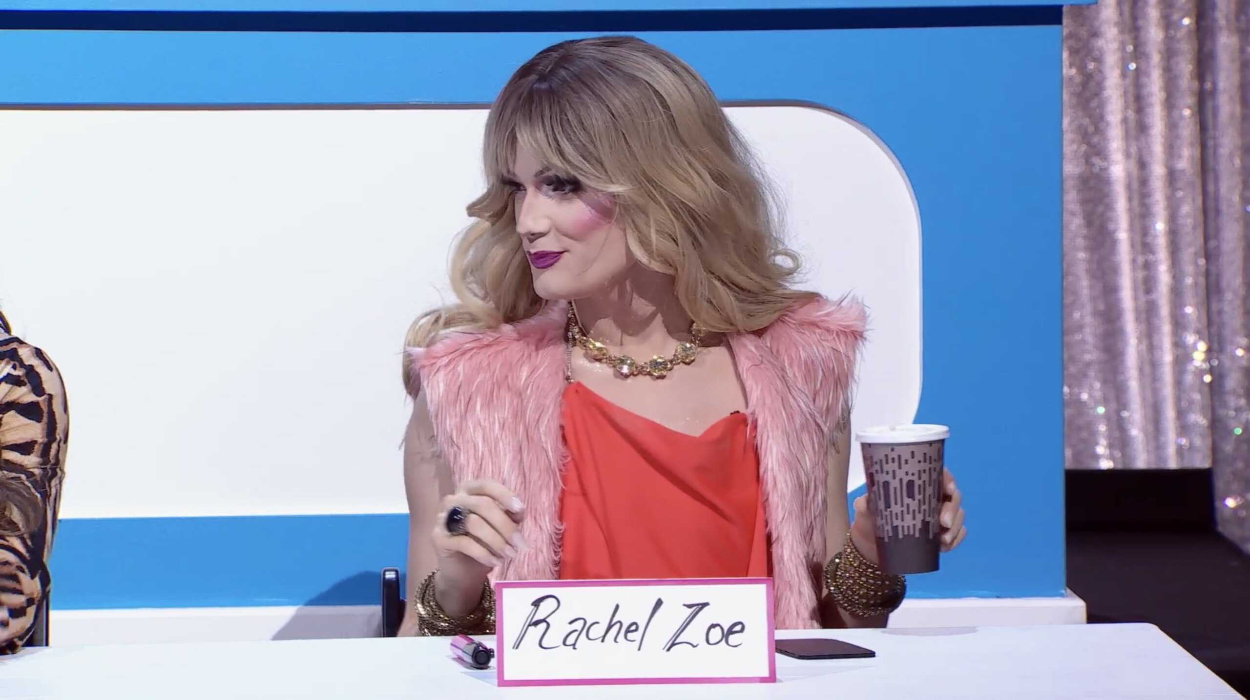 Synthia Kiss as Rachel Zoe in Canada's Drag Race Snatch Game