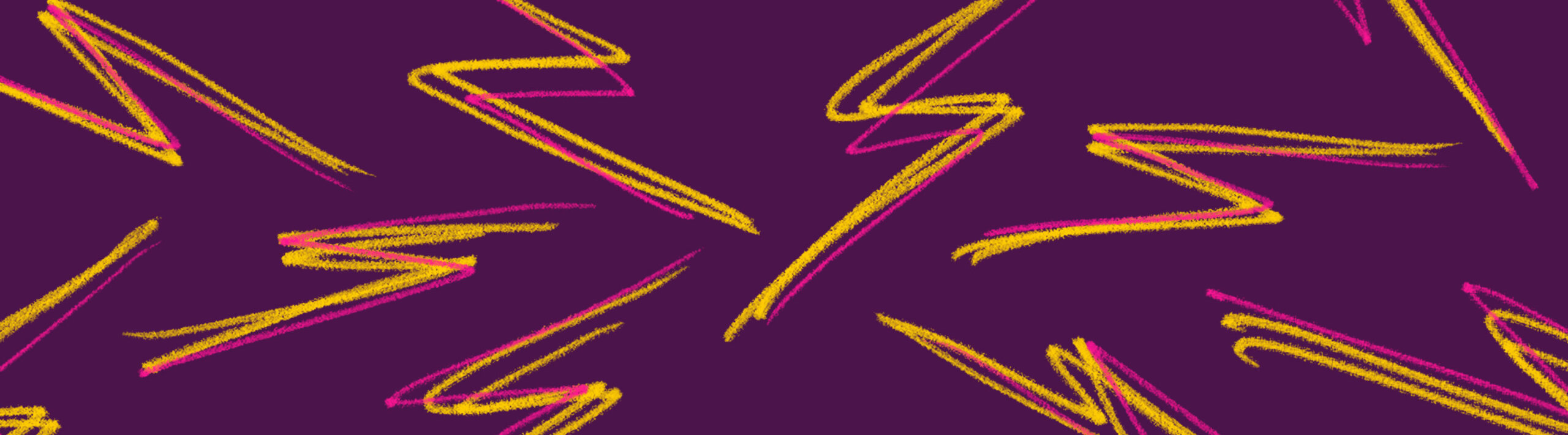 Jaggedy, zig-zag lines race around a purple backdrop
