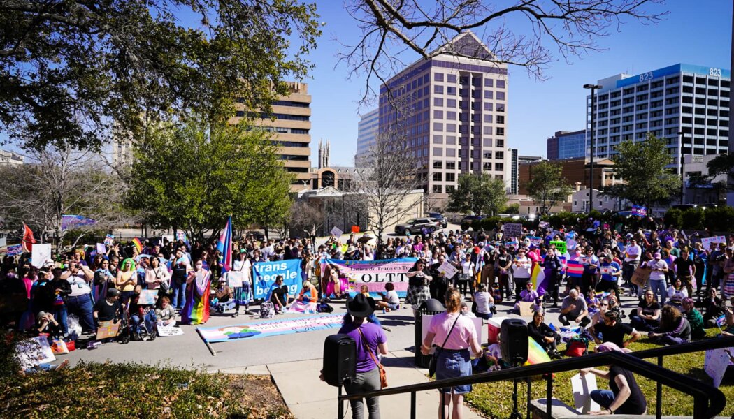 ‘Healthcare is not abuse’: More than 200 activists protest Texas’ attacks on trans youth
