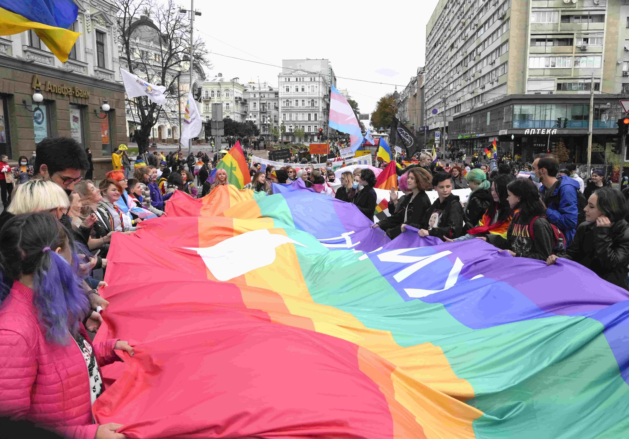 Rainbow flag burned at Ukraine Pride event