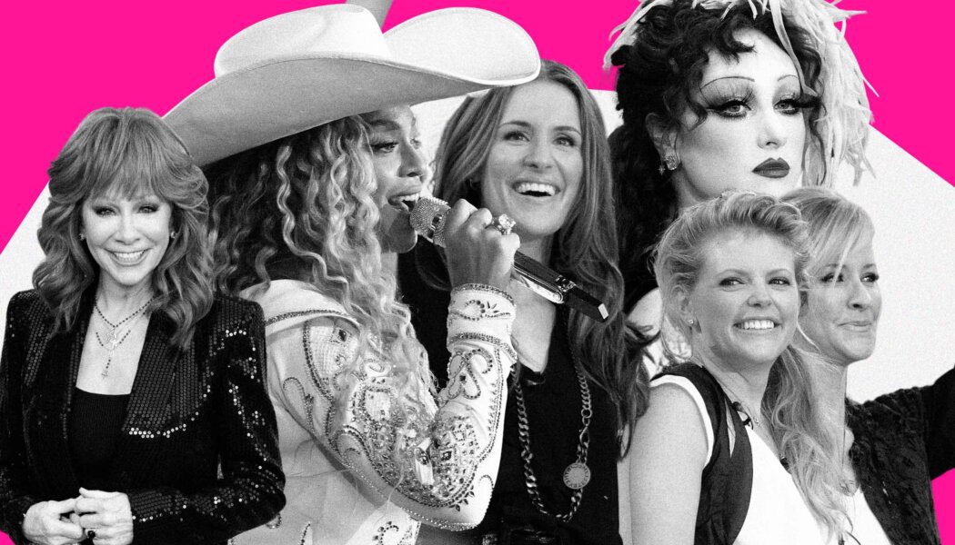 A series of singers including Reba McIntyre, Beyoncé, and Chappell Roan