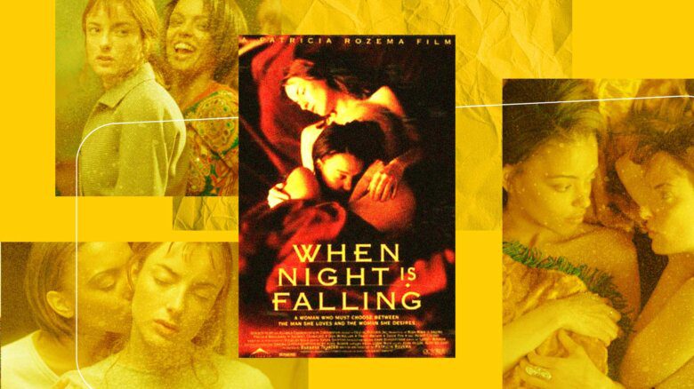 A collage of stills from When Night Is Falling