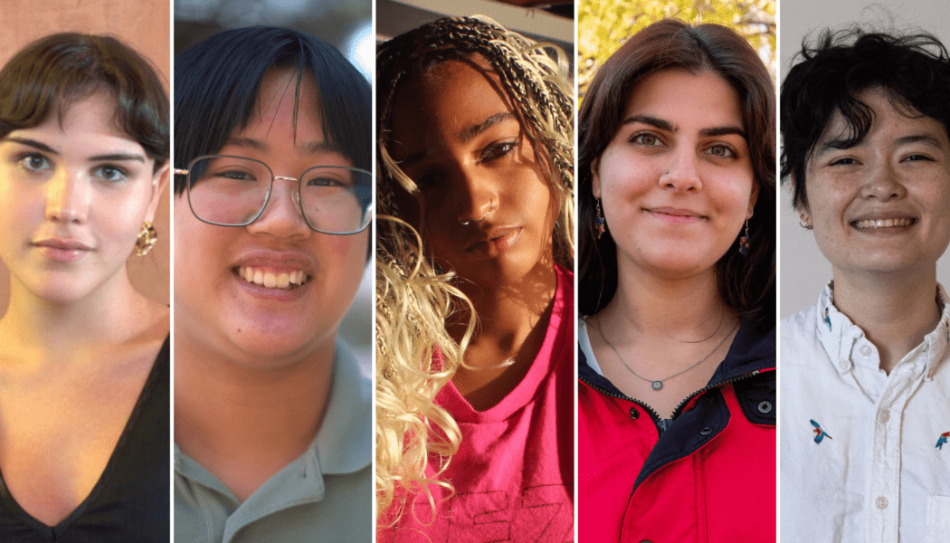 Headshots of Victoria Hincapie Gomez, Jacob Aron Leung, Cris Nippard, Ghazal Azizi and Alice Boyle