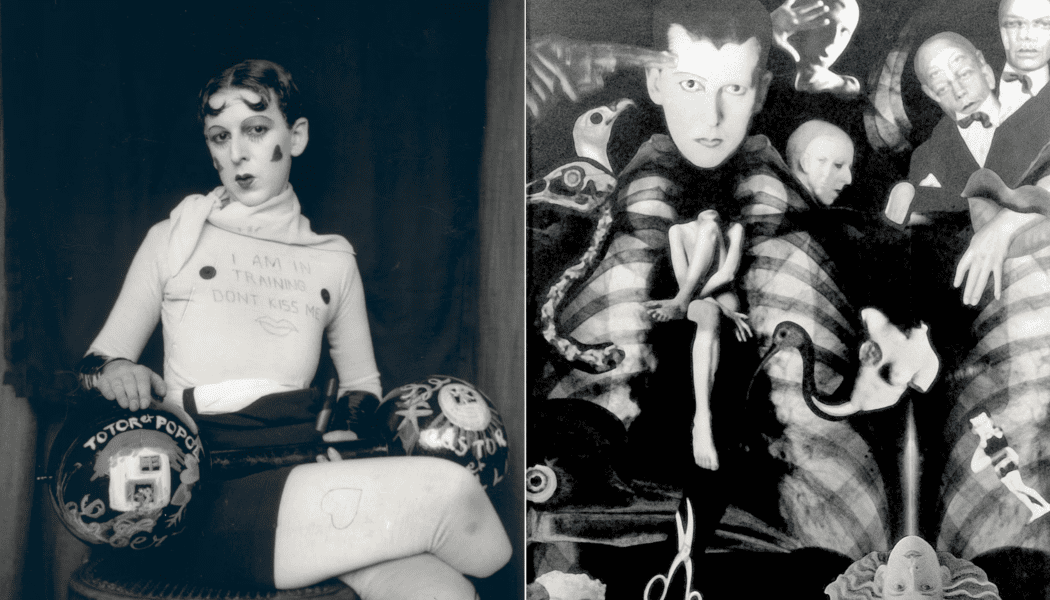 A self portrait and collage by revolutionary queer photographer Claude Cahun