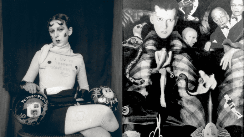 A self portrait and collage by revolutionary queer photographer Claude Cahun