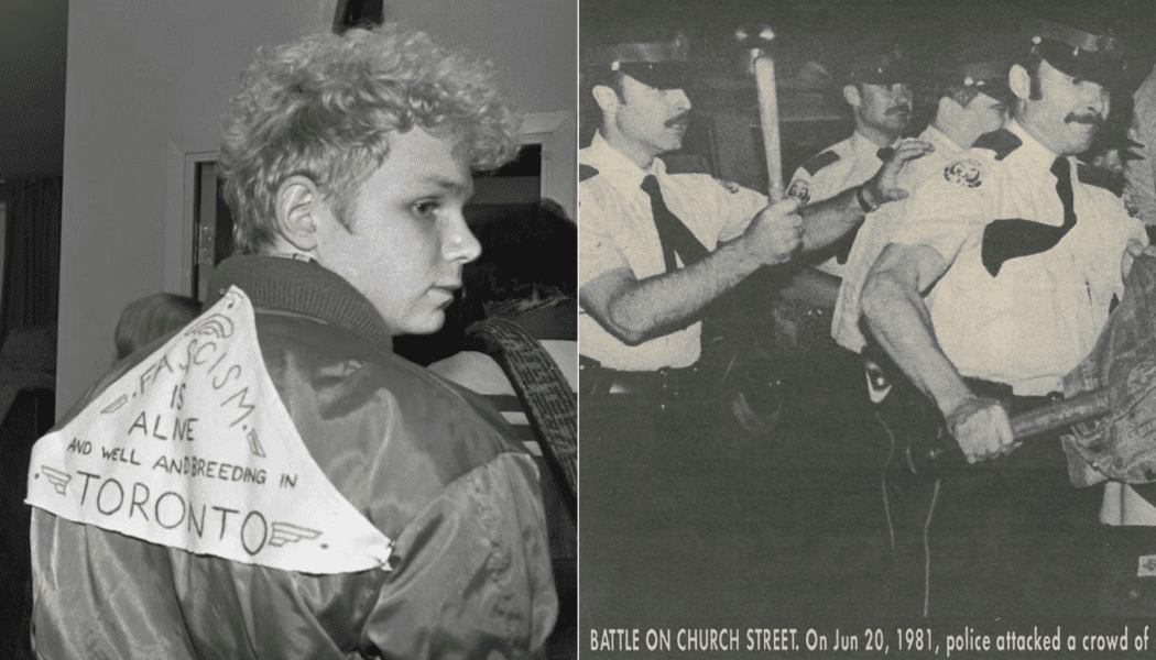 Two photos from the Toronto bathhouse riots of 1971