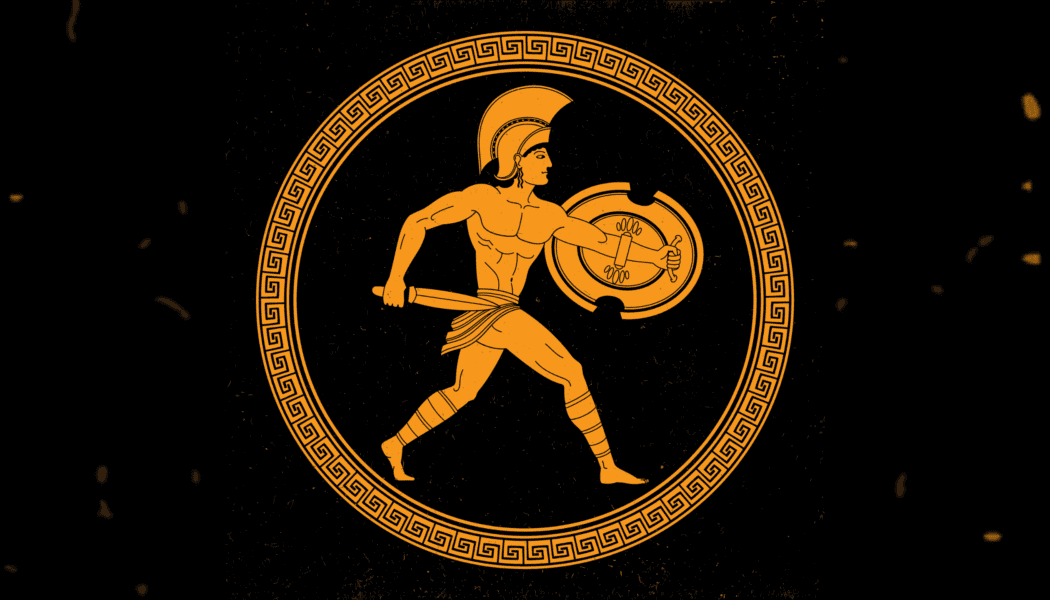 Classical greek vase art, warrior